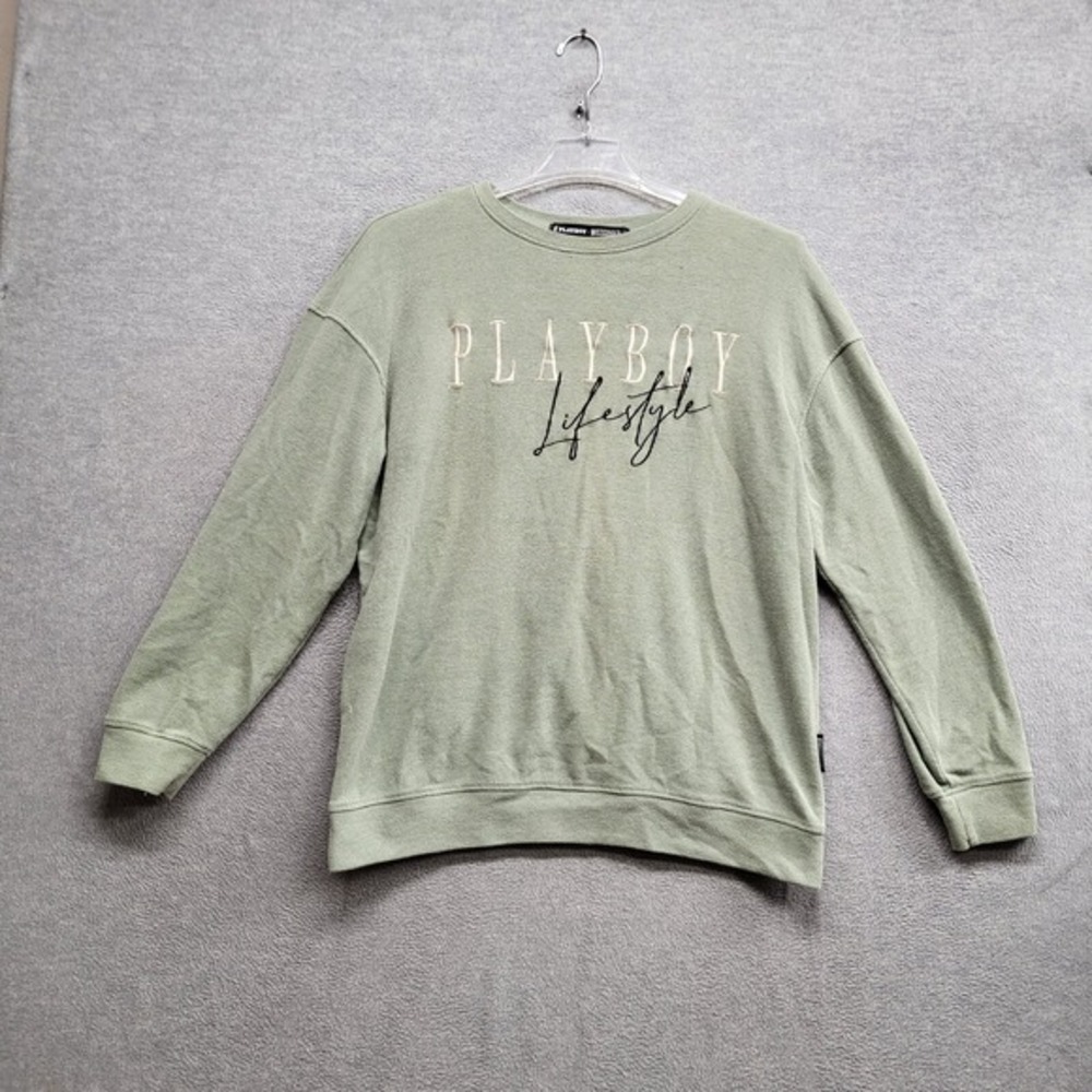 Playboy x Missguided Women Top 8 Green Shirt Logo Embroidered Waffle‎ Knit